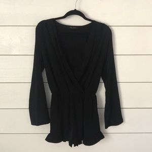 Black long sleeve shorts romper